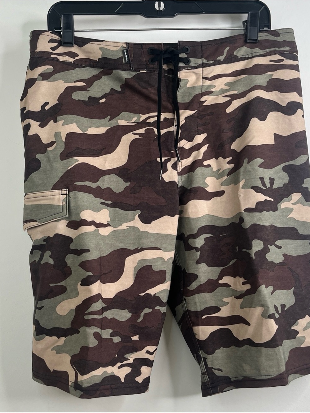 O'Neill Men's Hyperfreak Camo Cargo Shorts Sz 32 Olive Green & Brown Surf Beach